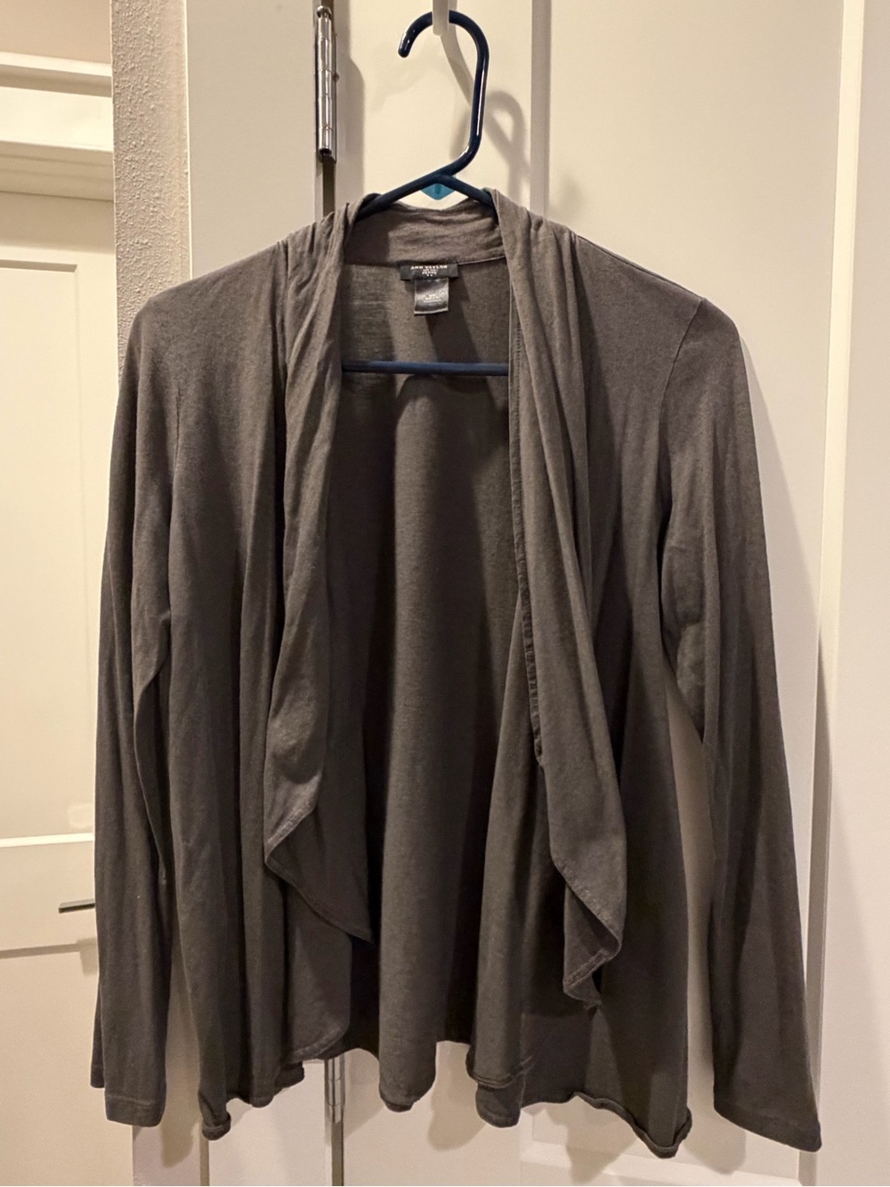 Ann Taylor Gray Draped Open-Front Blazer Cardigan